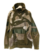 Load image into Gallery viewer, Abstract Hoodie.Rrecycled lightweight denim &amp; nylon ripstop. Hand stitched embroidery.
